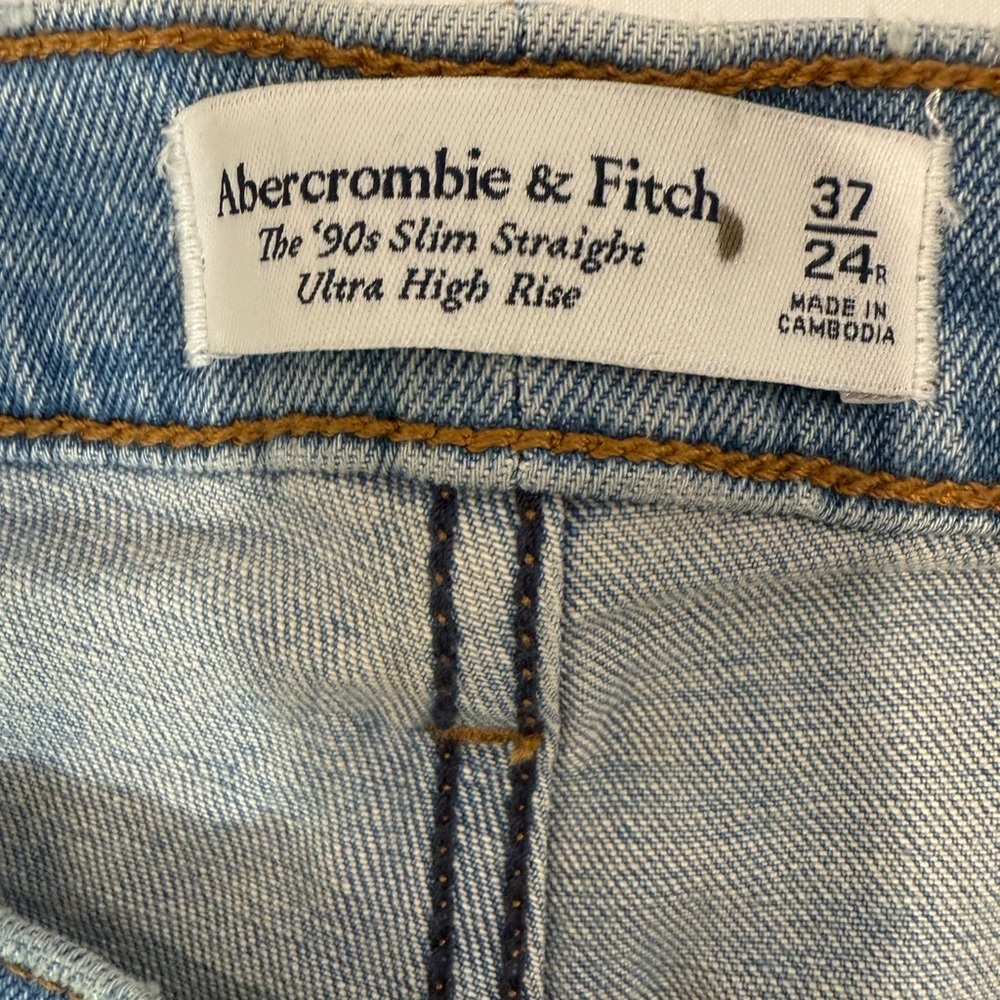 Abercrombie‎ & Fitch 90s Slim Straight Jeans Ultra High Rise Light Wash Size 24W - Picture 5 of 7